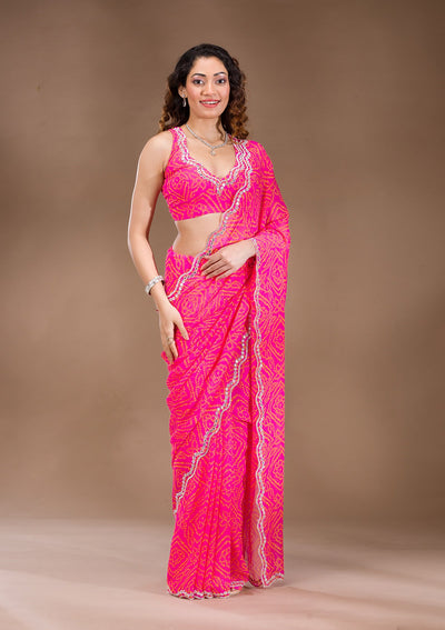 Rani Pink Stonework Georgette Saree-Koskii