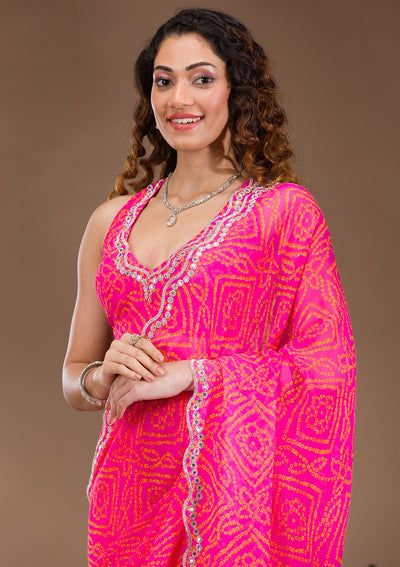 Rani Pink Stonework Georgette Saree-Koskii