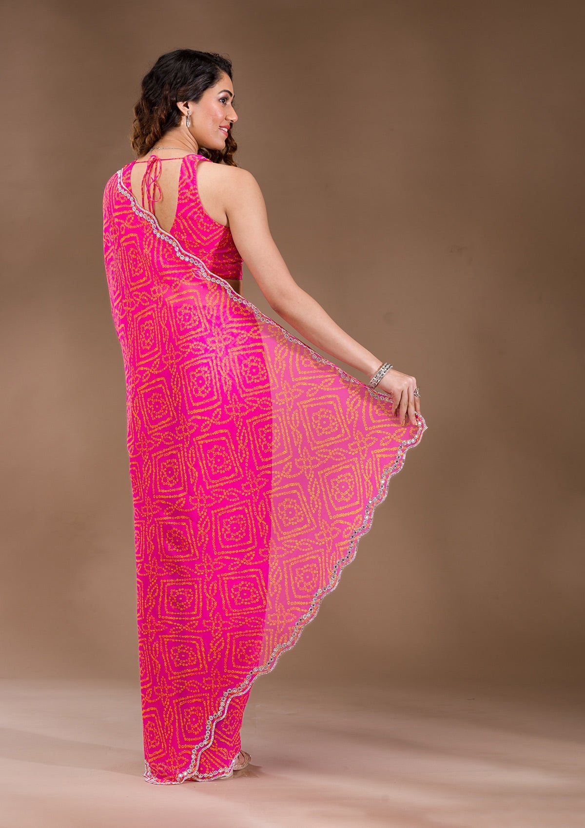 Rani Pink Stonework Georgette Saree-Koskii