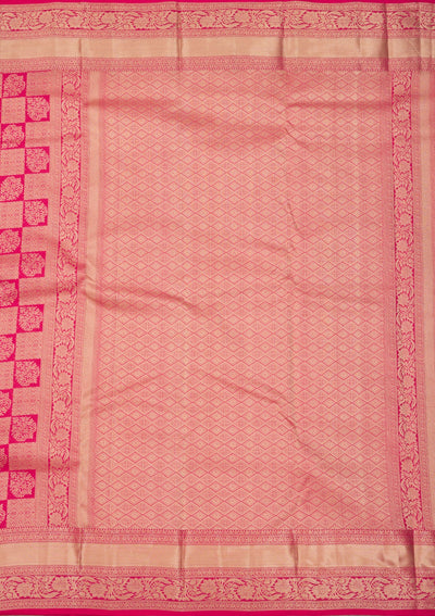 Rani Pink Zariwork Pure Silk Saree-Koskii