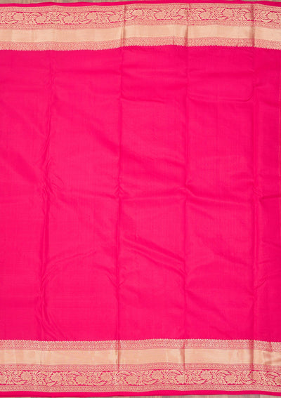 Rani Pink Zariwork Pure Silk Saree-Koskii