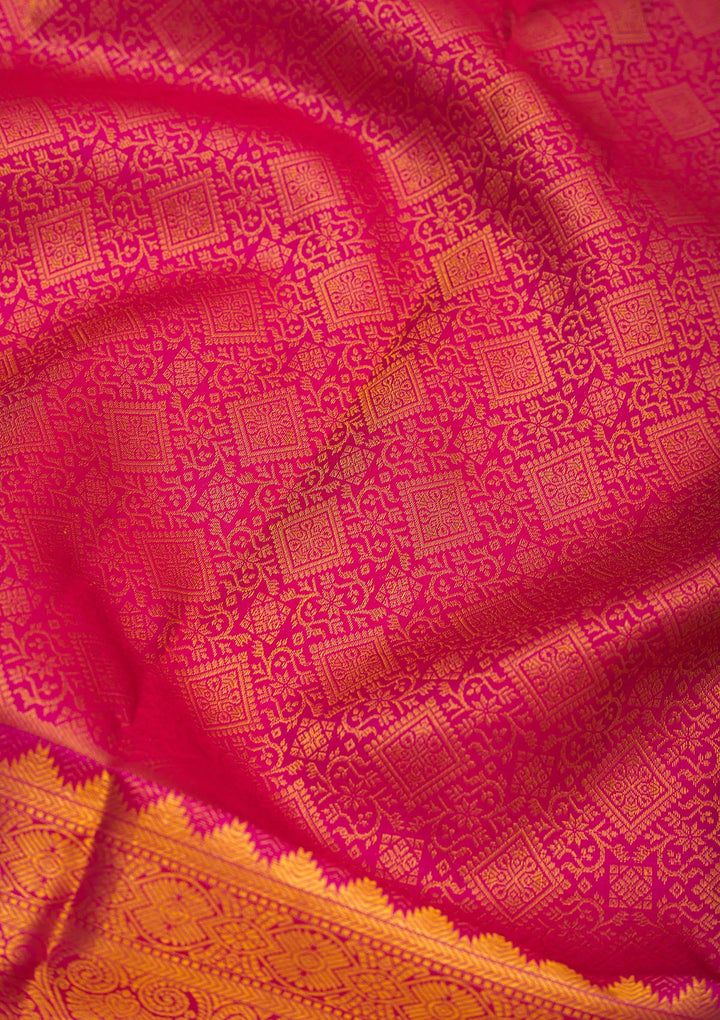 Rani Pink Zariwork Pure Silk Saree-Koskii