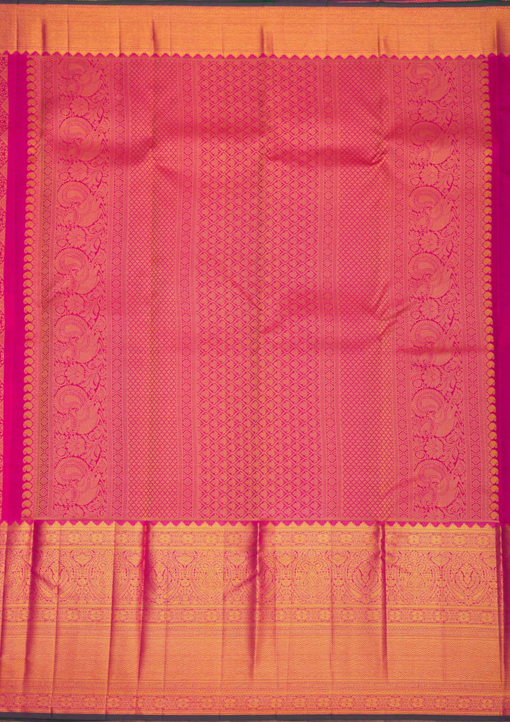 Rani Pink Zariwork Pure Silk Saree-Koskii