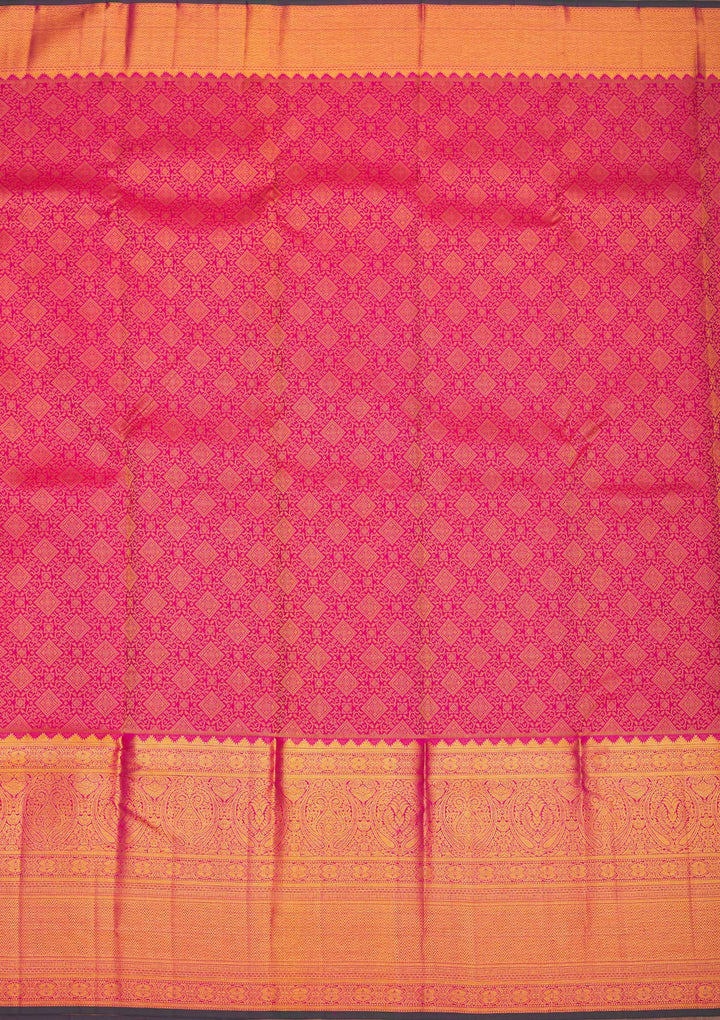 Rani Pink Zariwork Pure Silk Saree-Koskii