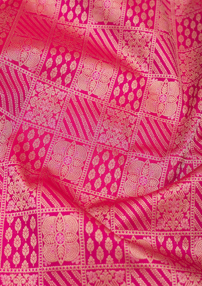 Rani Pink Zariwork Pure Silk Saree-Koskii