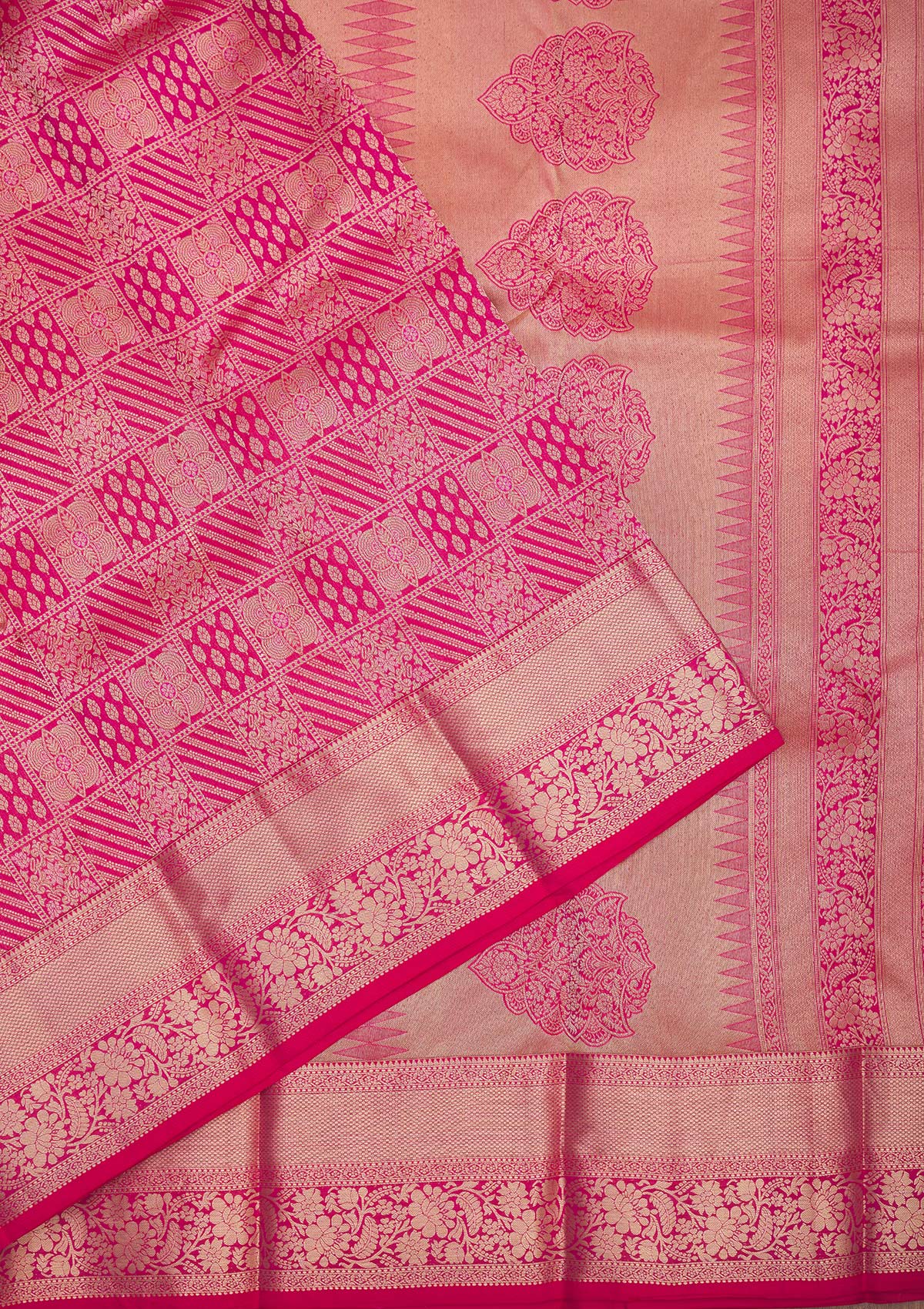 Rani Pink Zariwork Pure Silk Saree-Koskii