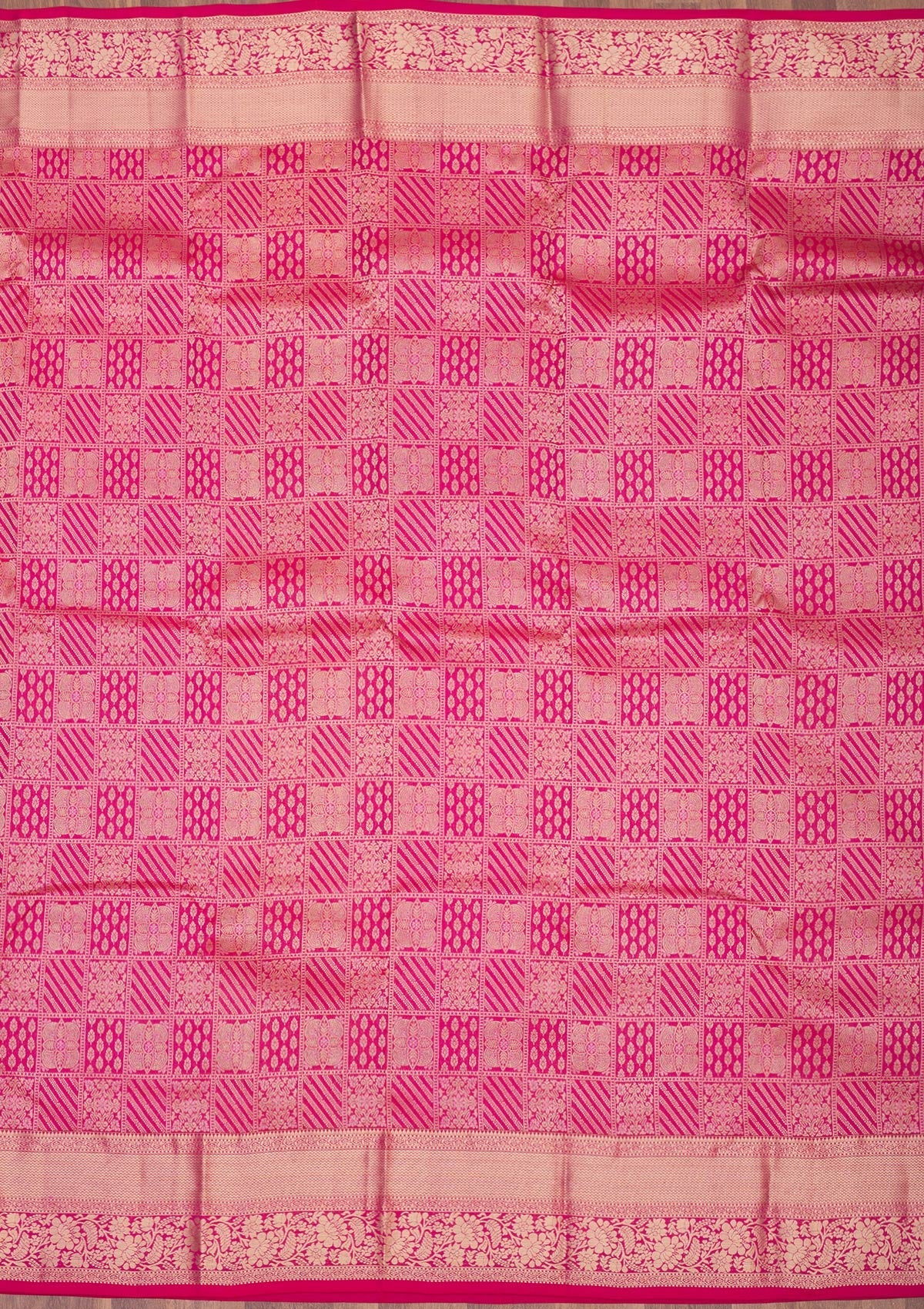 Rani Pink Zariwork Pure Silk Saree-Koskii