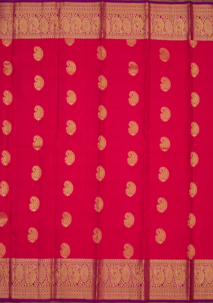 Rani Pink Zariwork Pure Silk Saree-Koskii