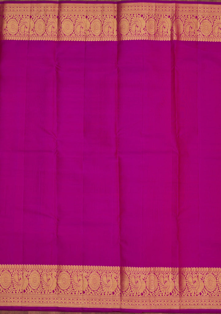 Rani Pink Zariwork Pure Silk Saree-Koskii