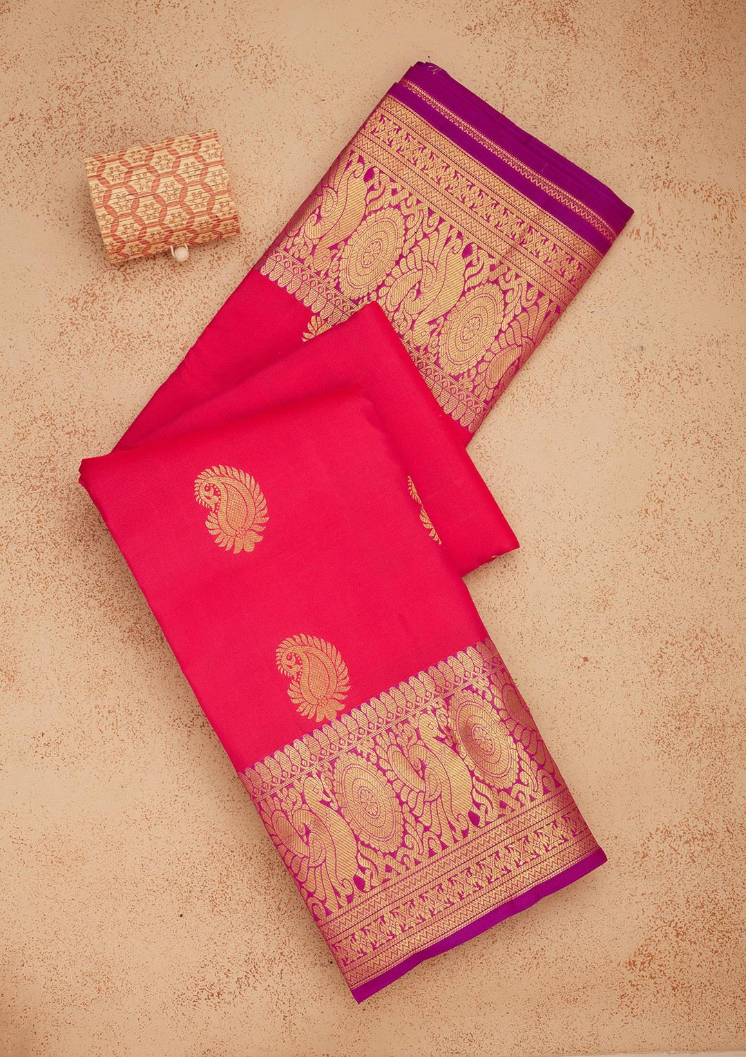 Rani Pink Zariwork Pure Silk Saree-Koskii