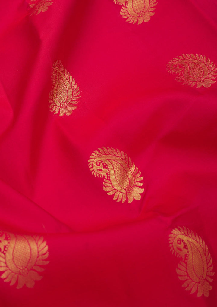 Rani Pink Zariwork Pure Silk Saree-Koskii