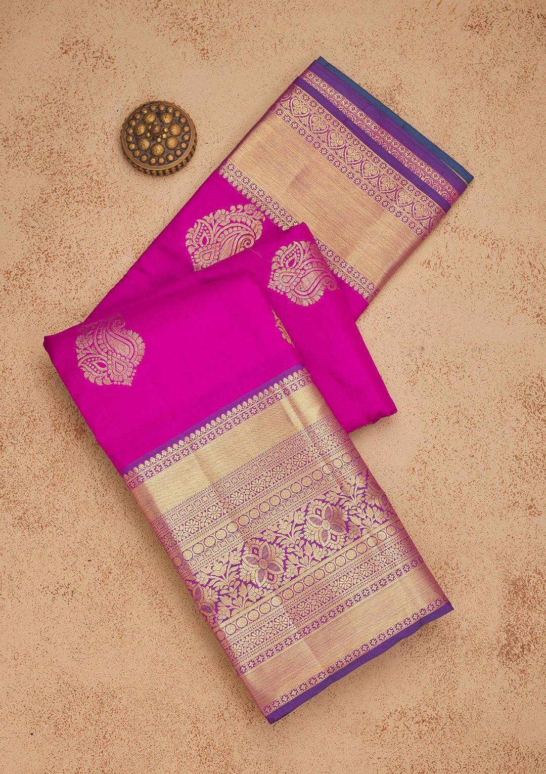 Rani Pink Zariwork Pure Silk Saree-Koskii