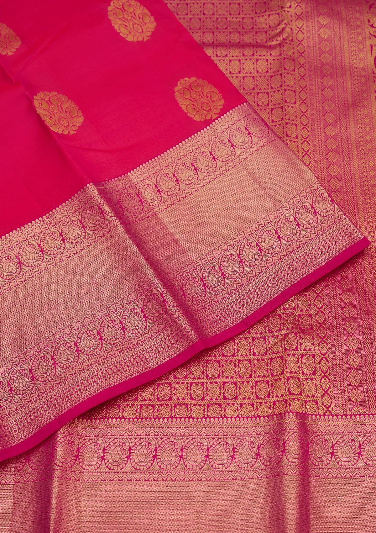 Rani Pink Zariwork Pure Silk Saree-Koskii