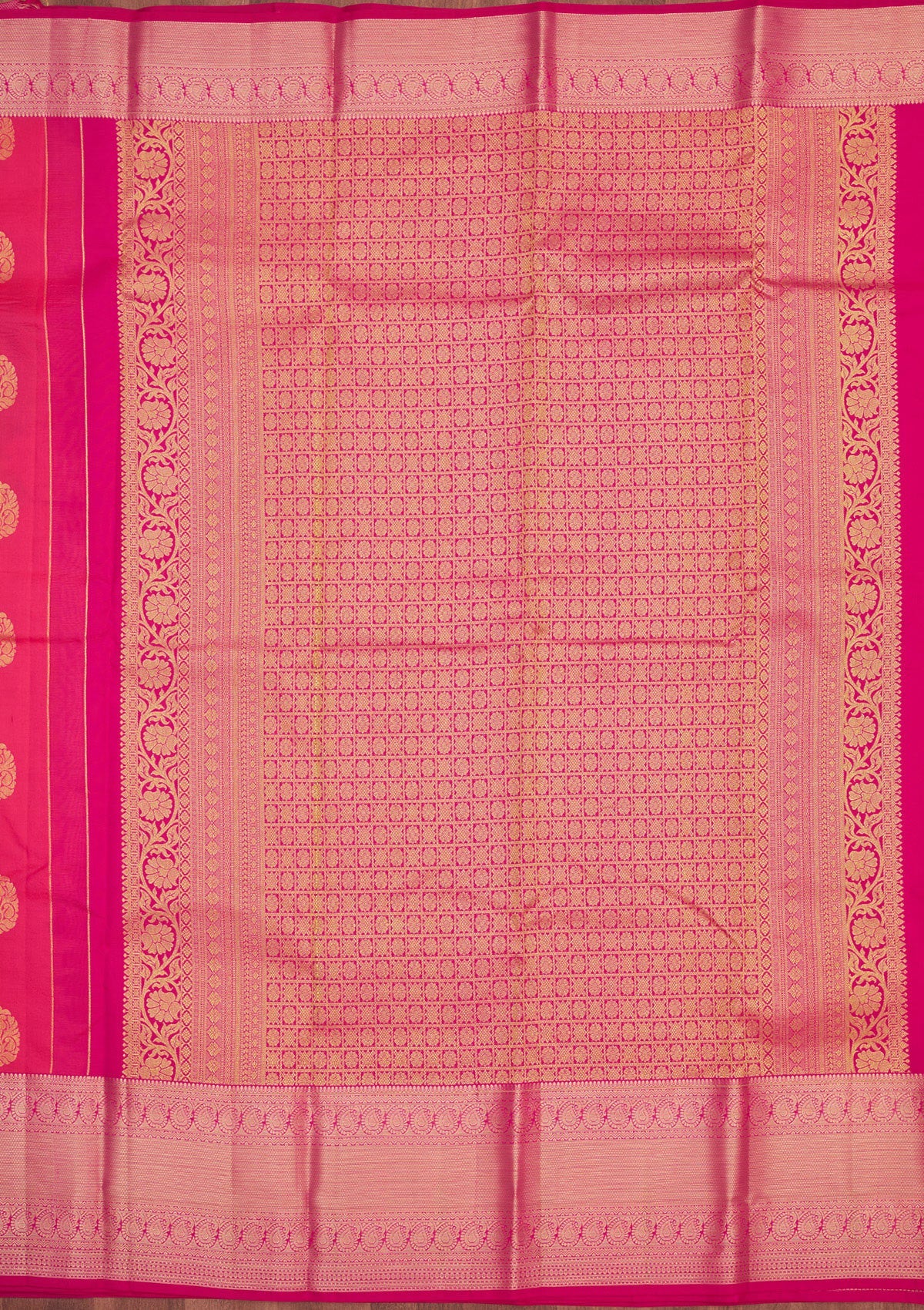 Rani Pink Zariwork Pure Silk Saree-Koskii