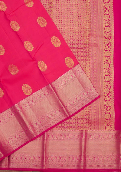 Rani Pink Zariwork Pure Silk Saree-Koskii