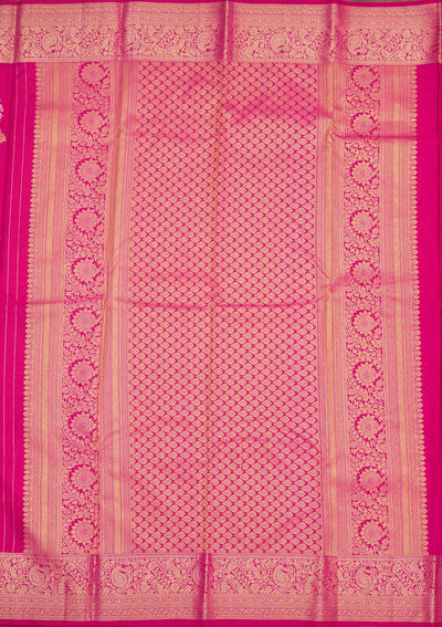 Rani Pink Zariwork Pure Silk Saree-Koskii