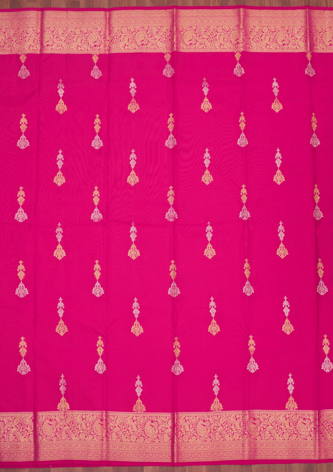 Rani Pink Zariwork Pure Silk Saree-Koskii