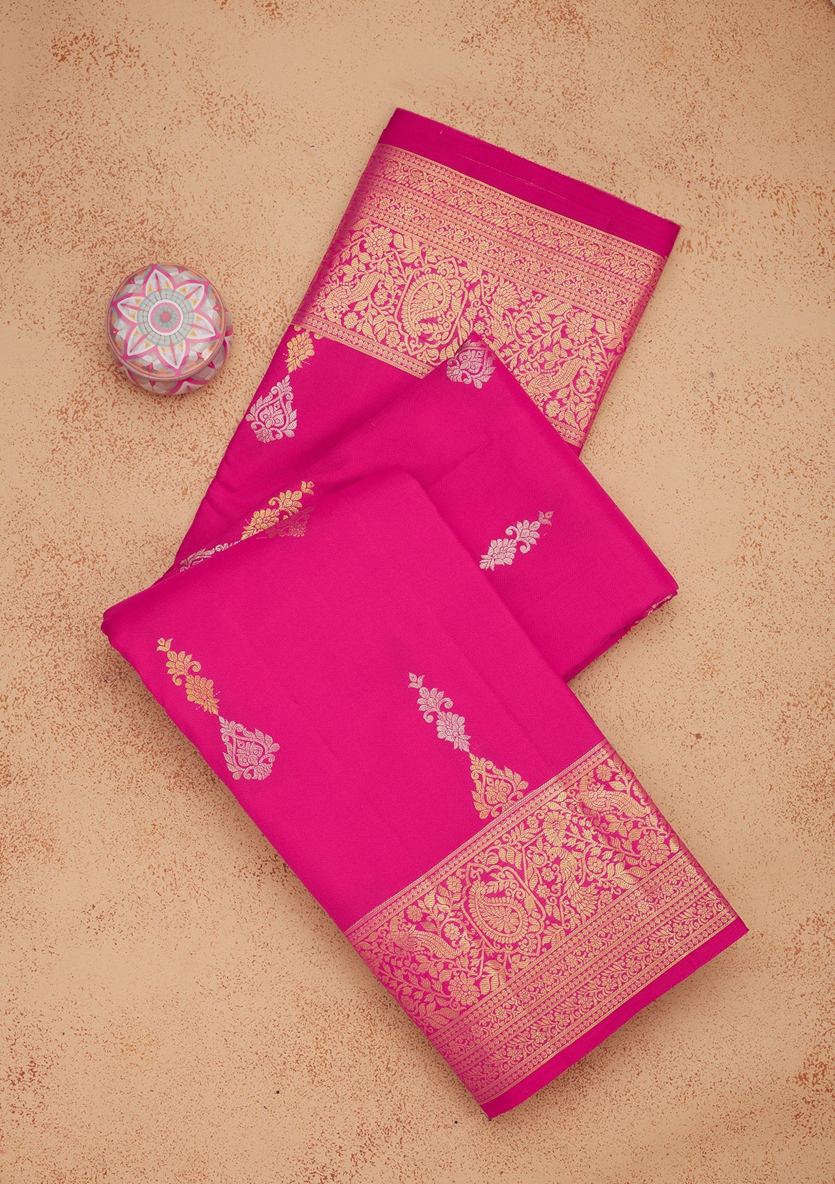 Rani Pink Zariwork Pure Silk Saree-Koskii