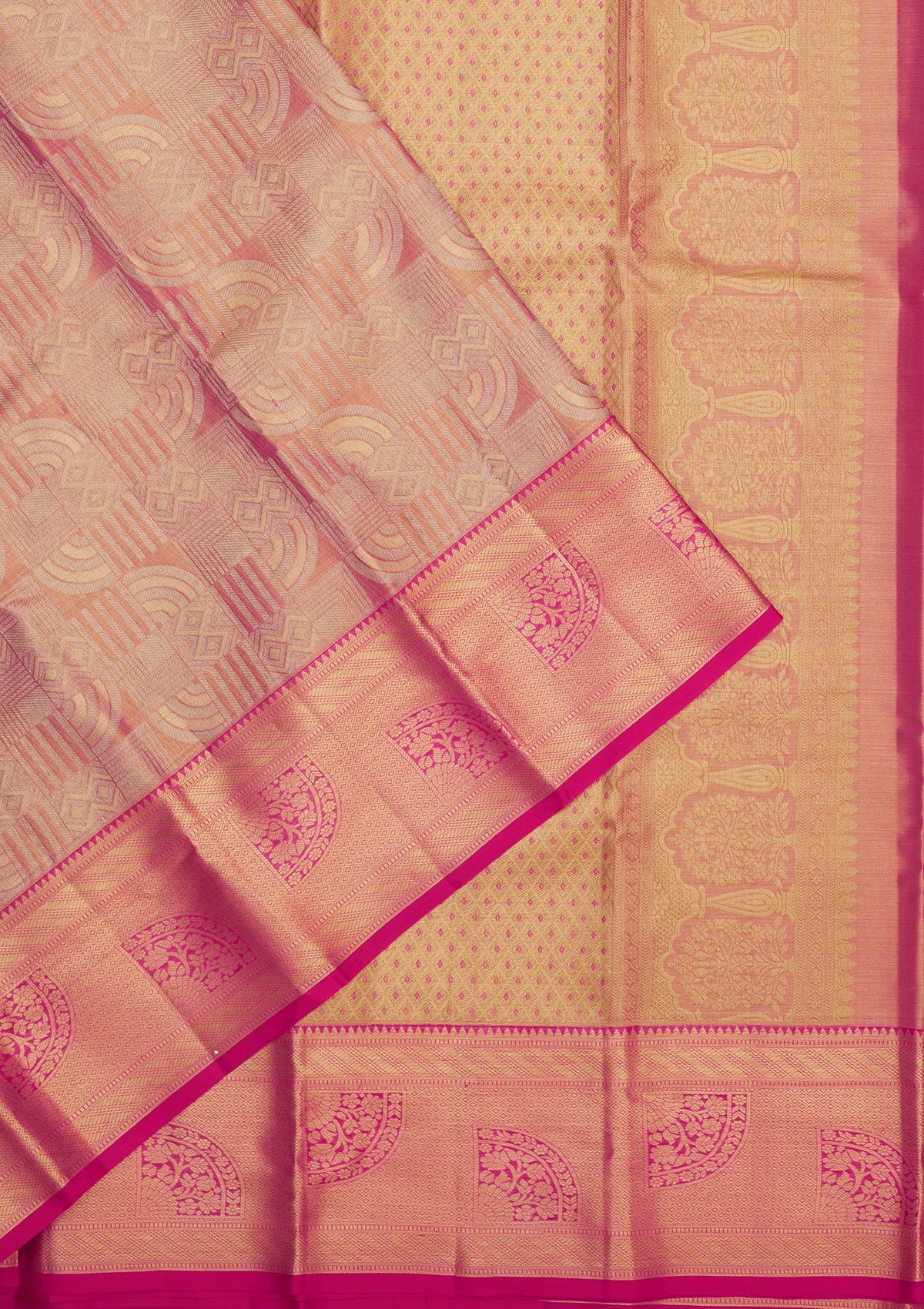 Rani Pink Zariwork Pure Silk Saree-Koskii