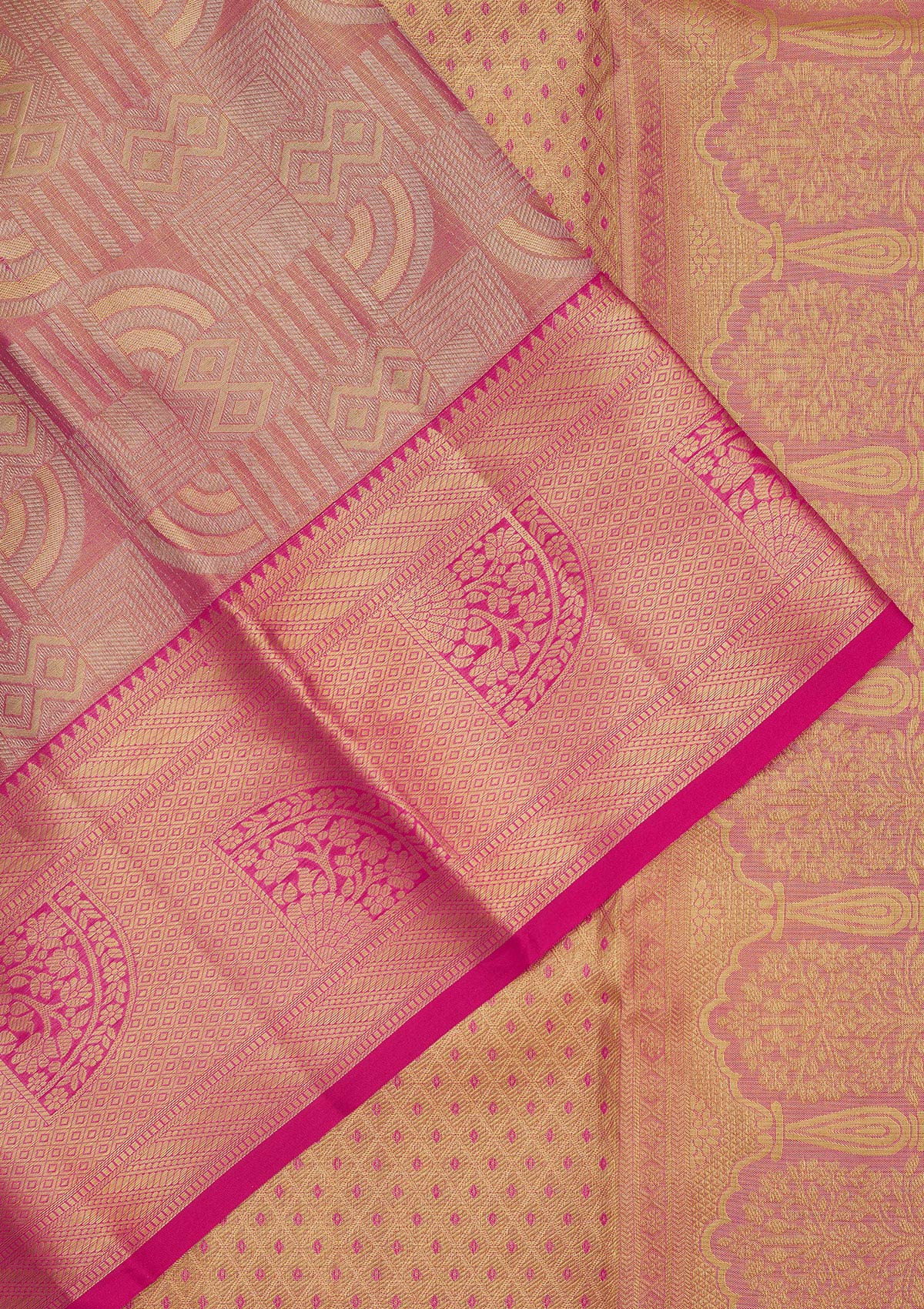 Rani Pink Zariwork Pure Silk Saree-Koskii