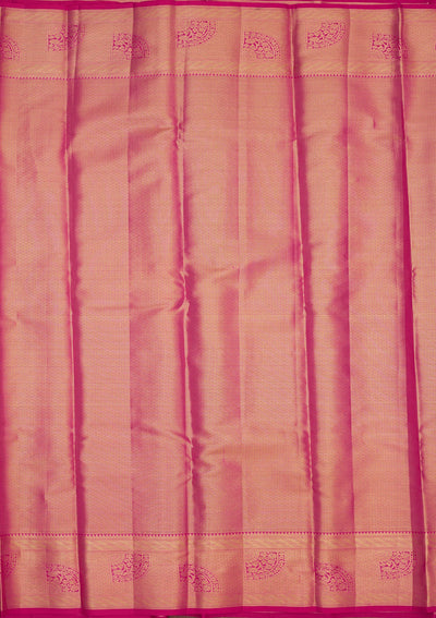 Rani Pink Zariwork Pure Silk Saree-Koskii