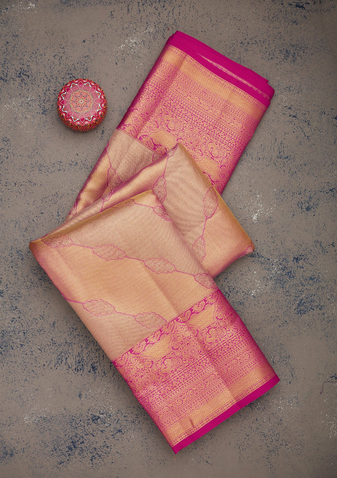 Rani Pink Zariwork Pure Silk Saree-Koskii