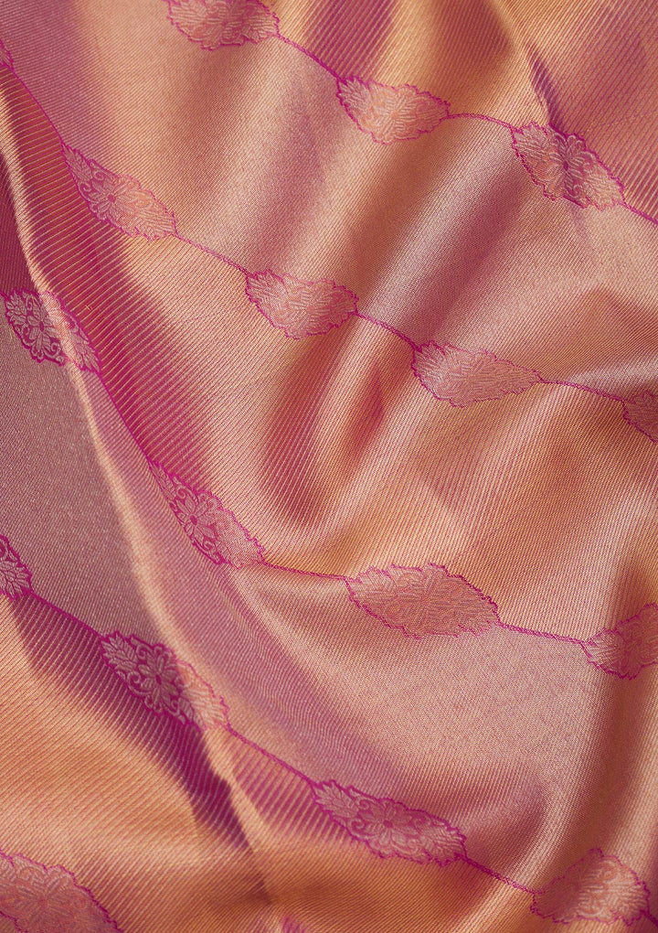 Rani Pink Zariwork Pure Silk Saree-Koskii