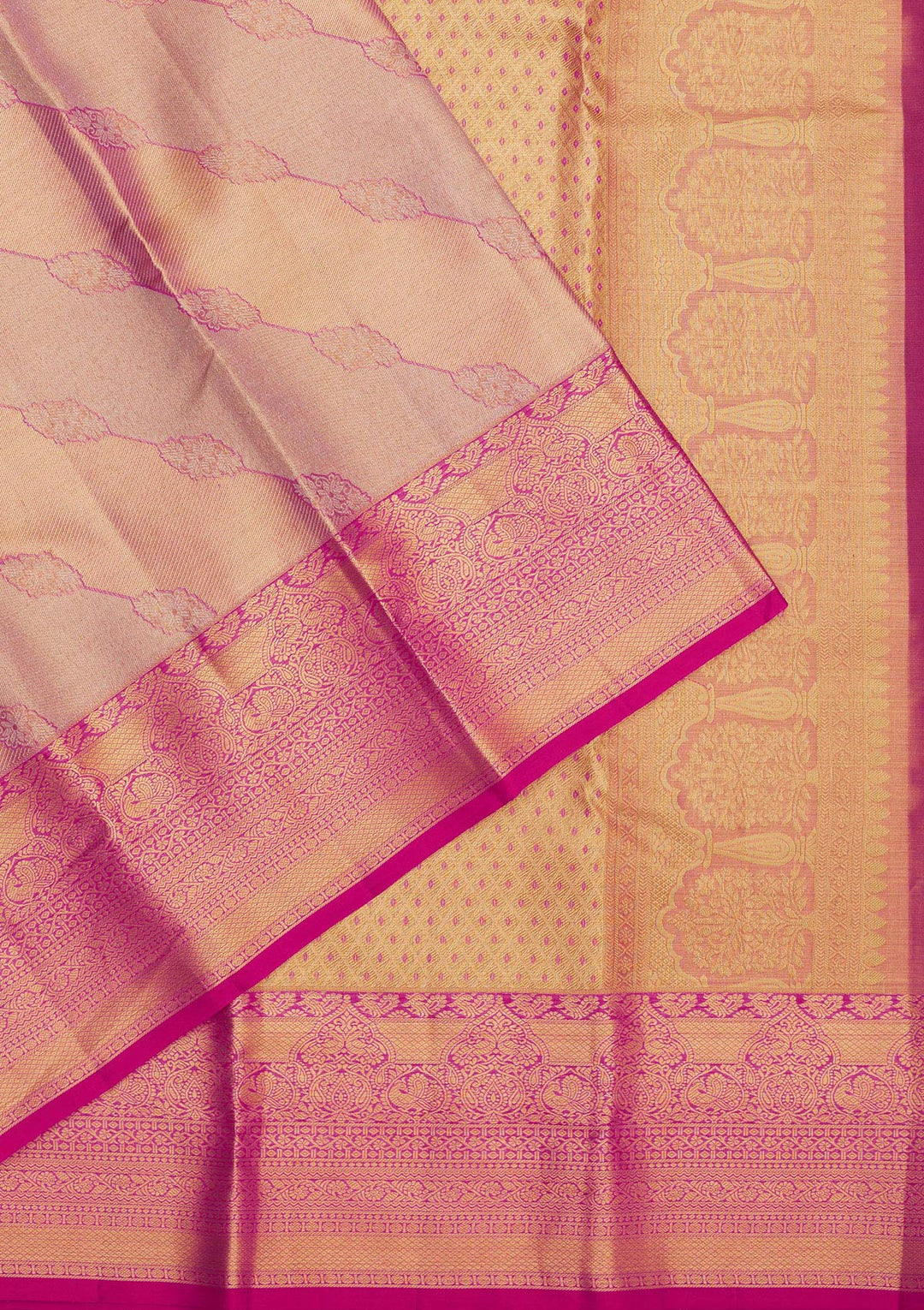 Rani Pink Zariwork Pure Silk Saree-Koskii