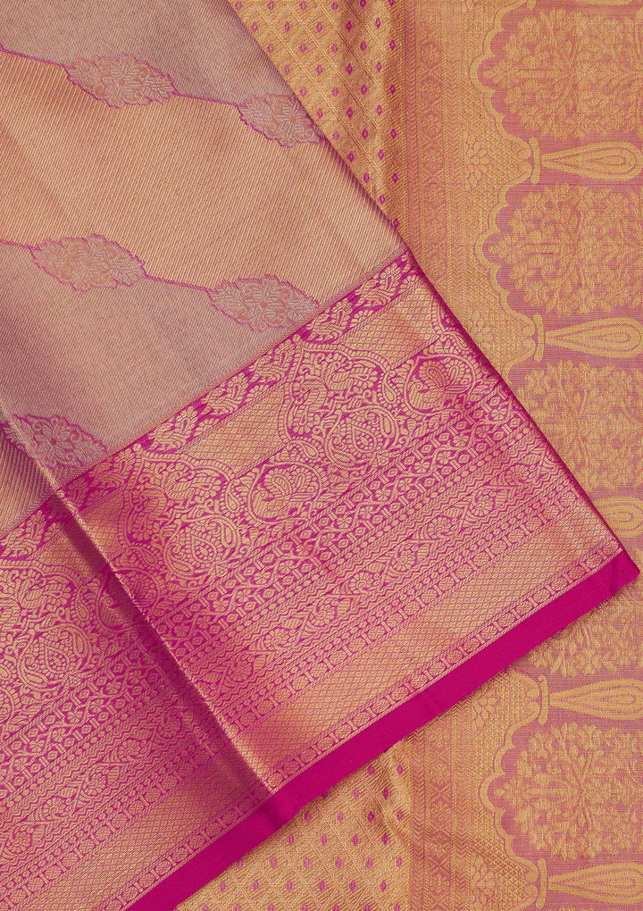Rani Pink Zariwork Pure Silk Saree-Koskii