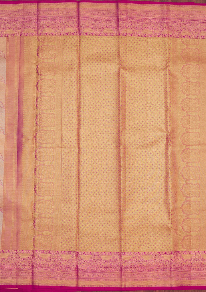 Rani Pink Zariwork Pure Silk Saree-Koskii