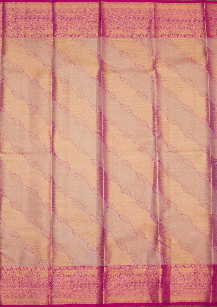 Rani Pink Zariwork Pure Silk Saree-Koskii