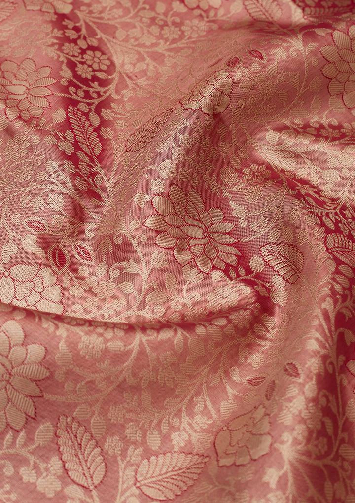 Rani Pink Zariwork Pure Silk Saree-Koskii
