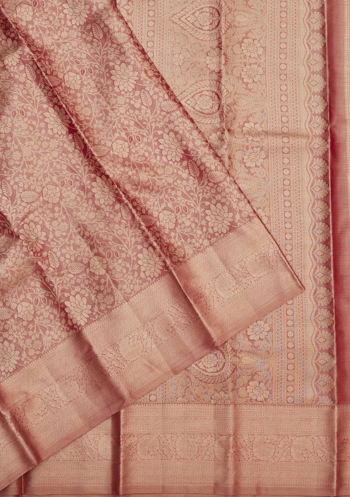 Rani Pink Zariwork Pure Silk Saree-Koskii