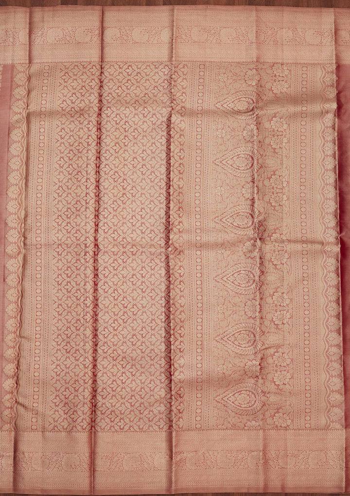 Rani Pink Zariwork Pure Silk Saree-Koskii