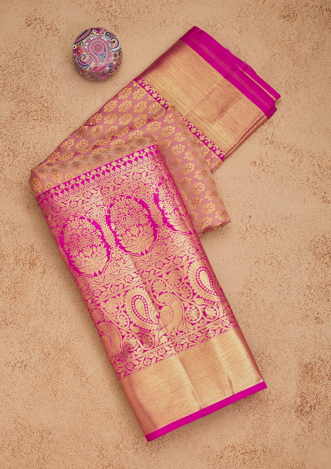 Rani Pink Zariwork Pure Silk Saree-Koskii