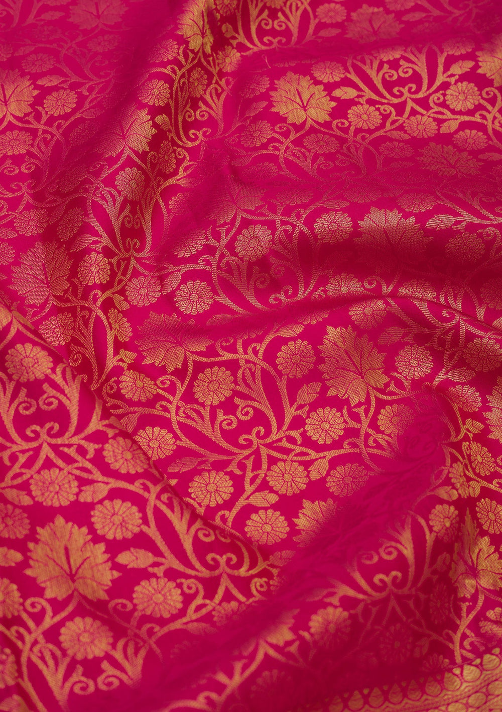 Rani Pink Zariwork Pure Silk Saree-Koskii