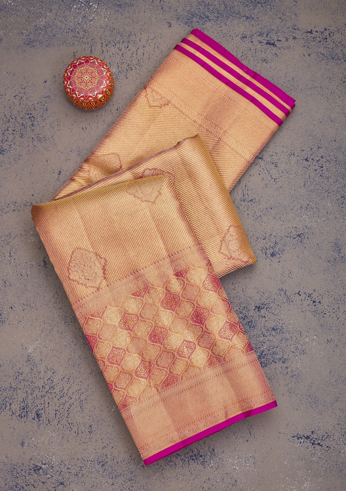 Rani Pink Zariwork Pure Silk Saree-Koskii