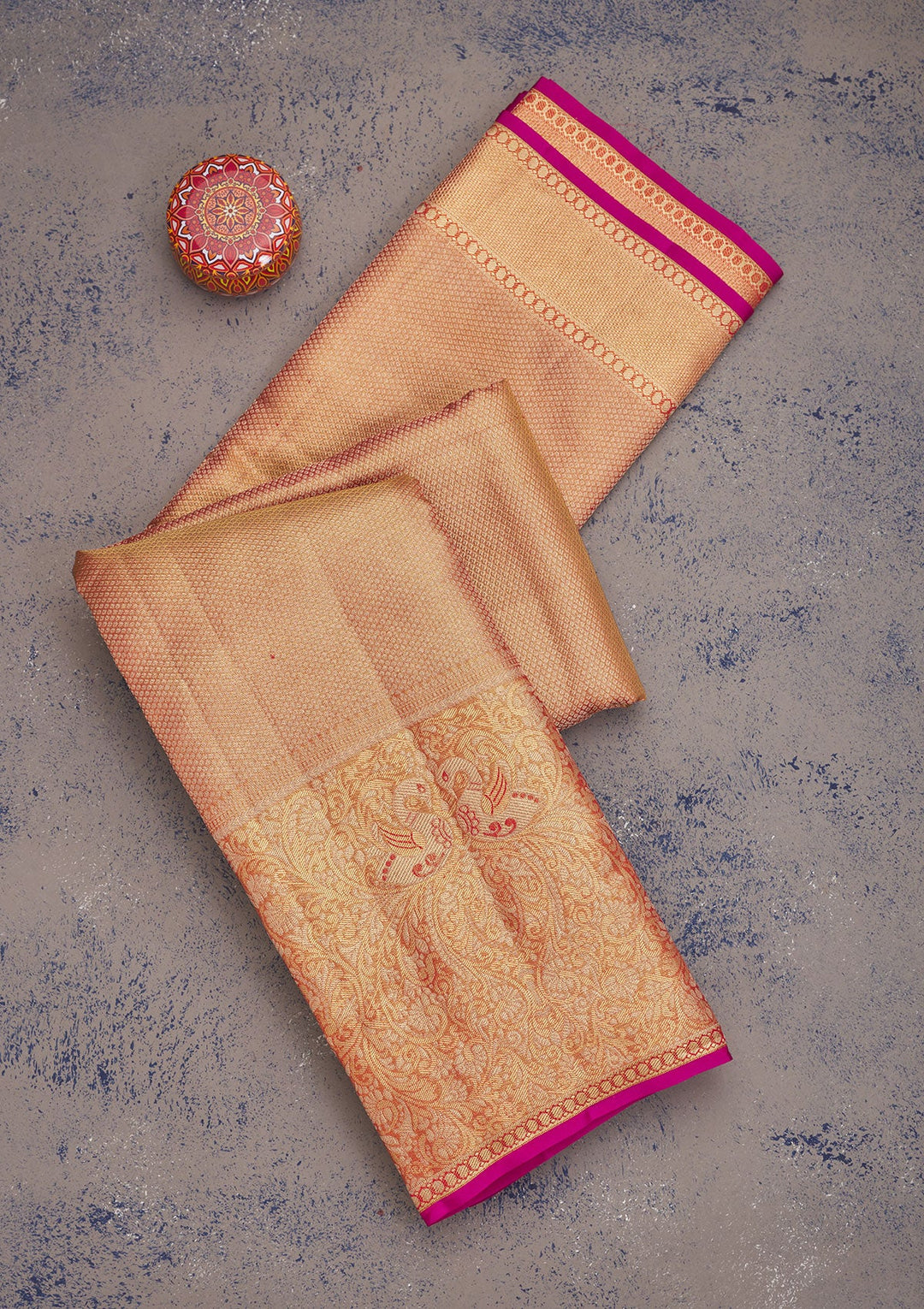 Rani Pink Zariwork Pure Silk Saree-Koskii