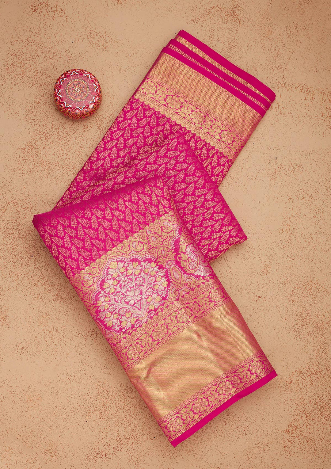 Rani Pink Zariwork Pure Silk Saree-Koskii