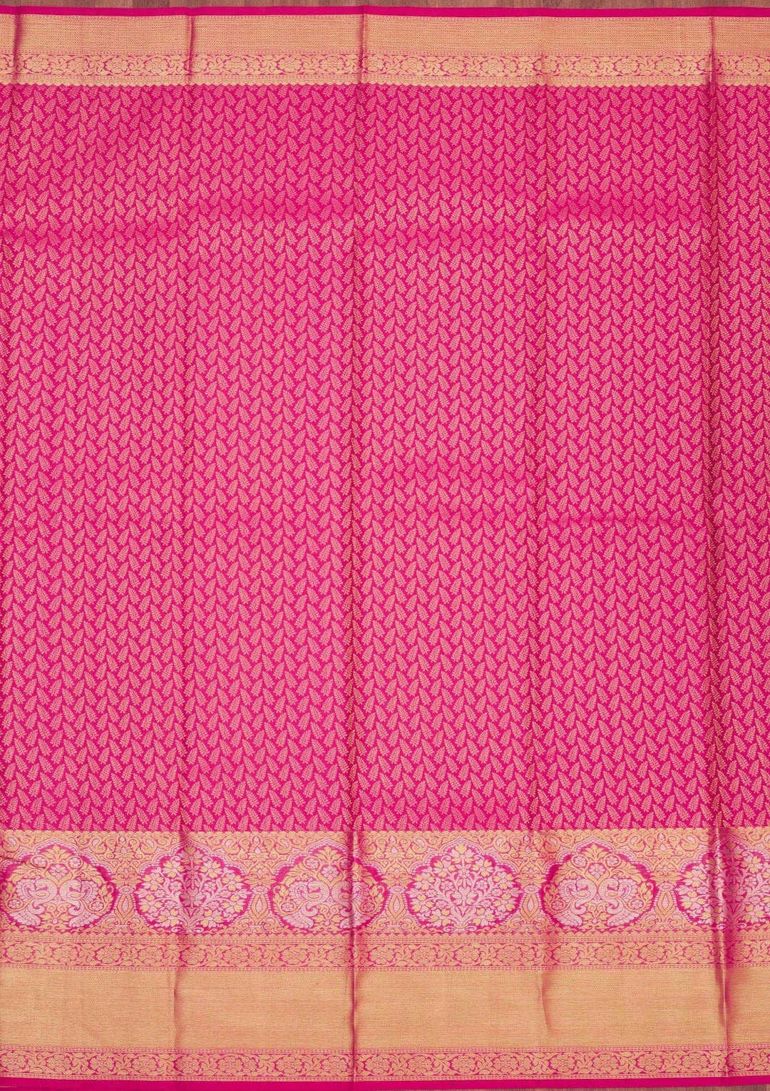 Rani Pink Zariwork Pure Silk Saree-Koskii