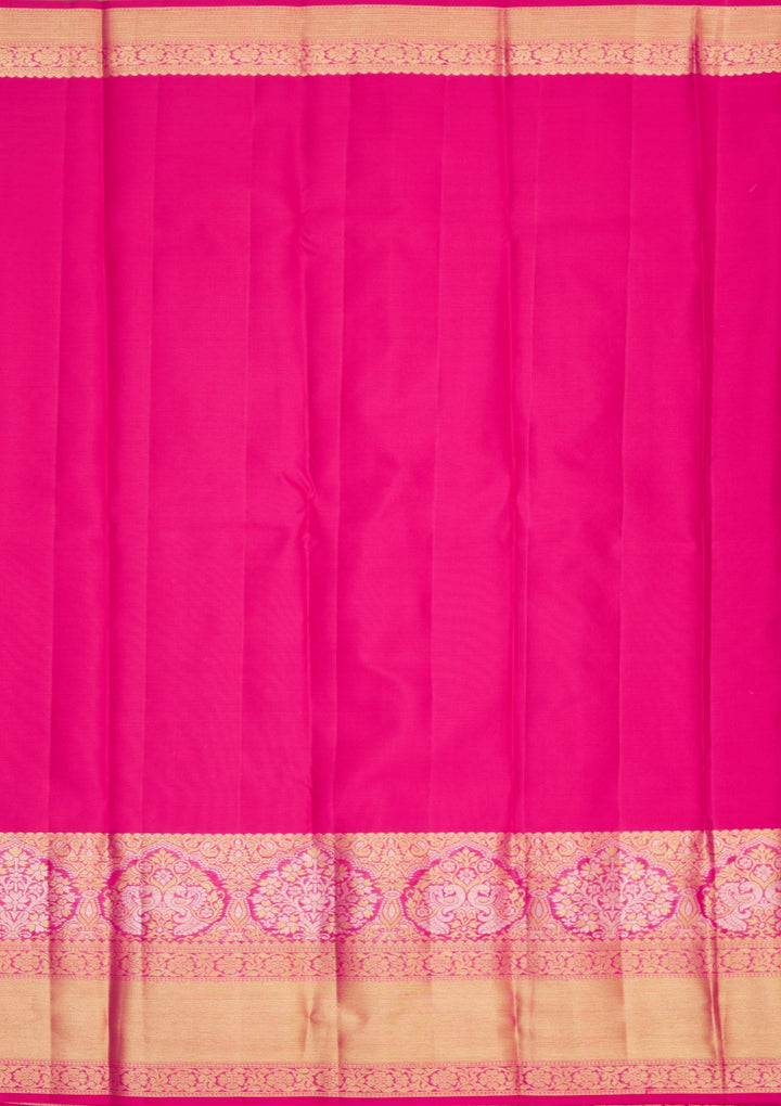 Rani Pink Zariwork Pure Silk Saree-Koskii