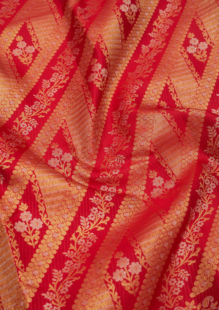 Rani Pink Zariwork Pure Silk Saree-Koskii