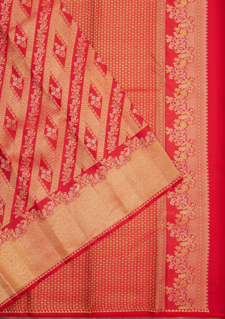 Rani Pink Zariwork Pure Silk Saree-Koskii