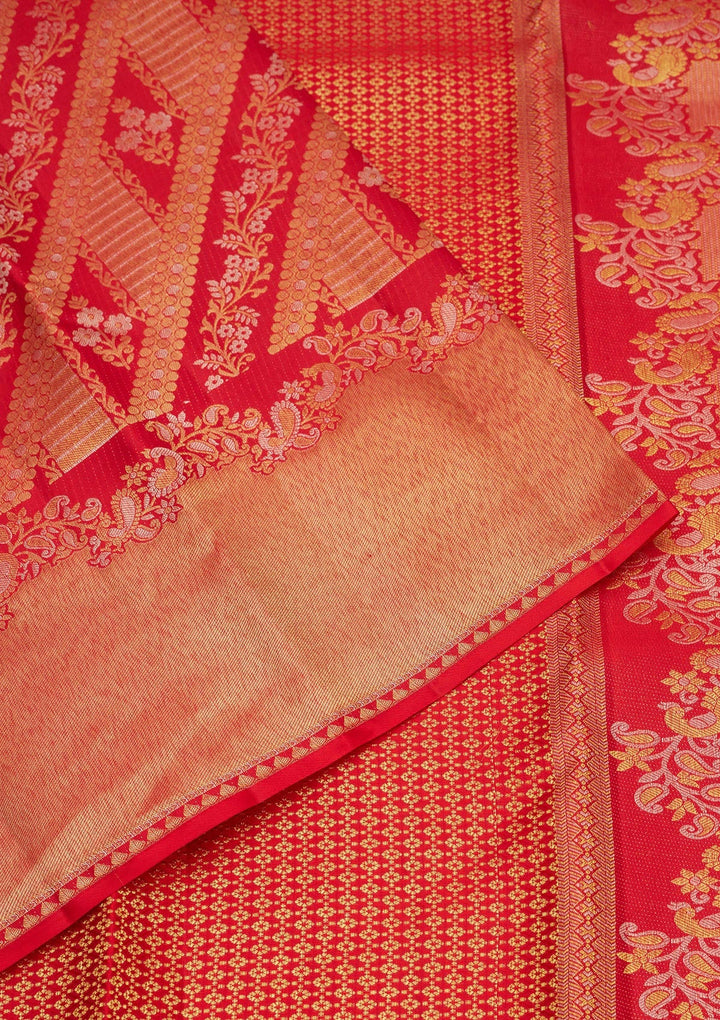Rani Pink Zariwork Pure Silk Saree-Koskii