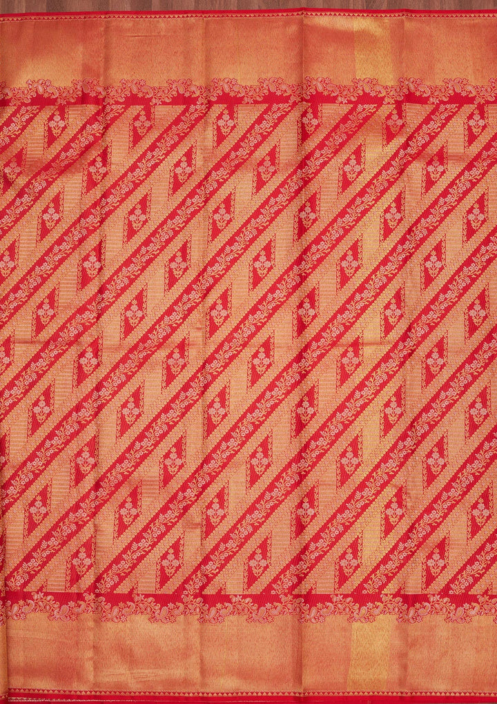Rani Pink Zariwork Pure Silk Saree-Koskii