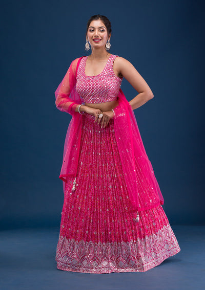 Rani Pink Bandini Georgette Readymade Lehenga-Koskii