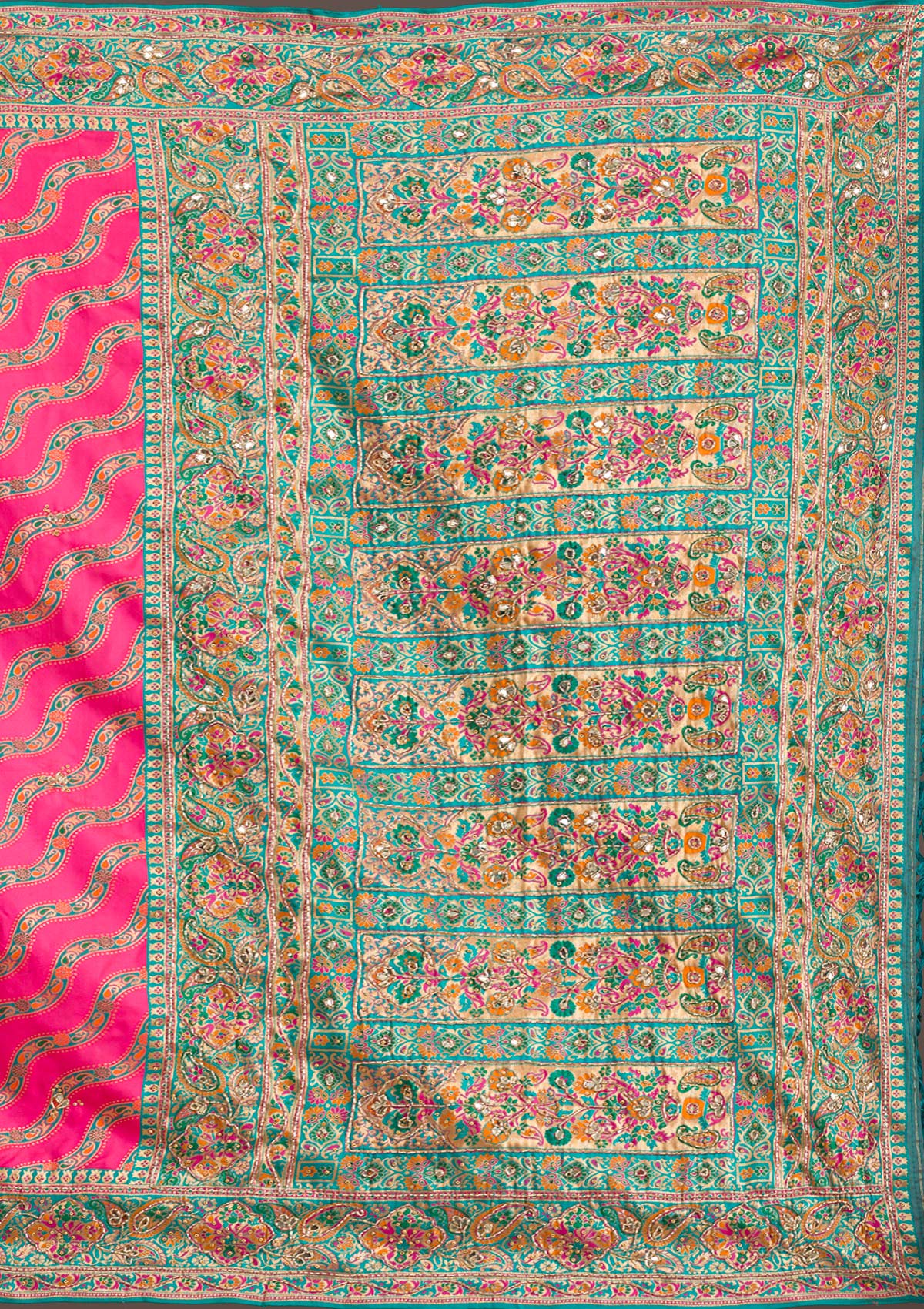 Rani Pink Cutdana Art Silk Saree-Koskii