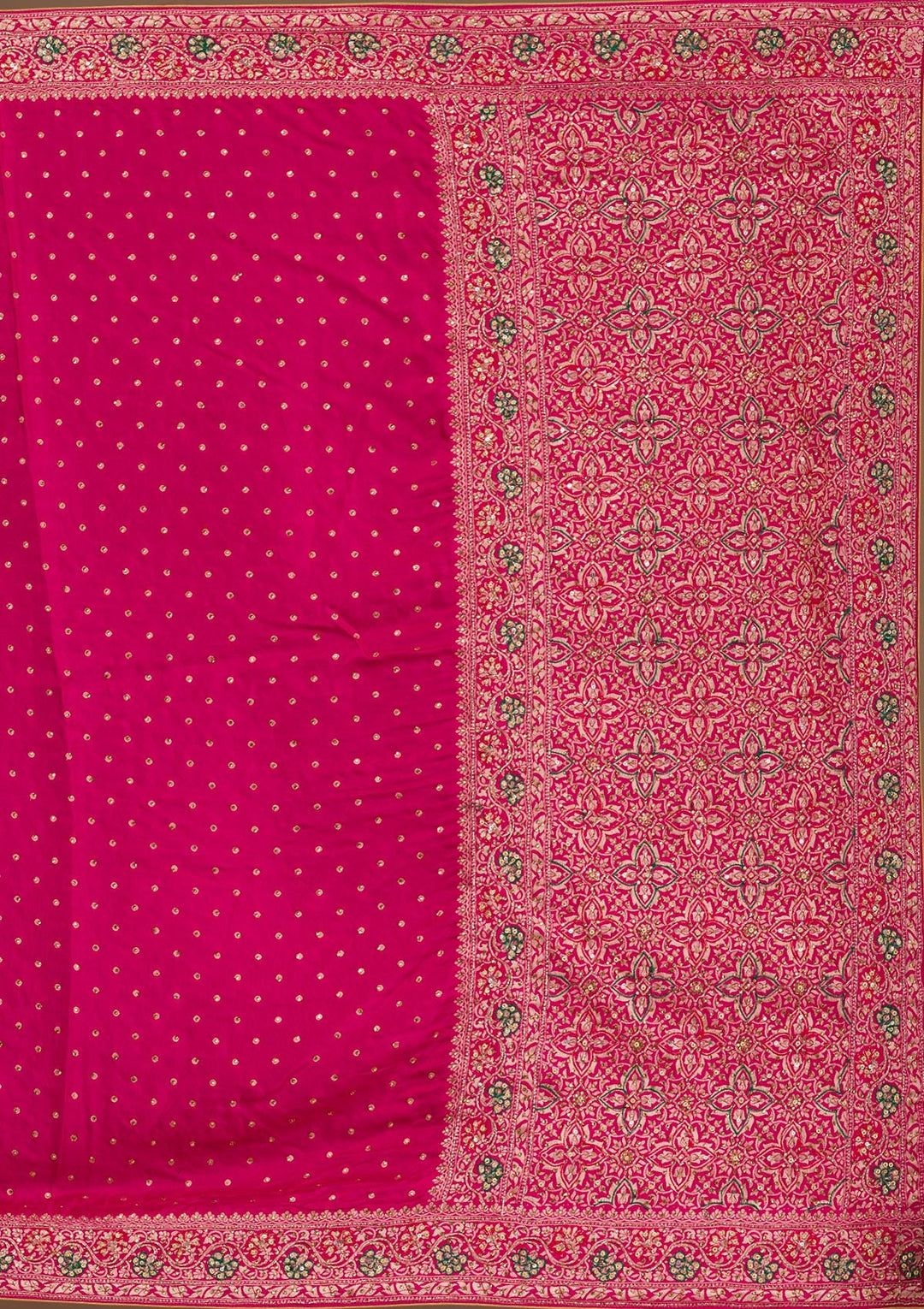 Rani Pink Cutdana Banarasi Silk Saree-Koskii