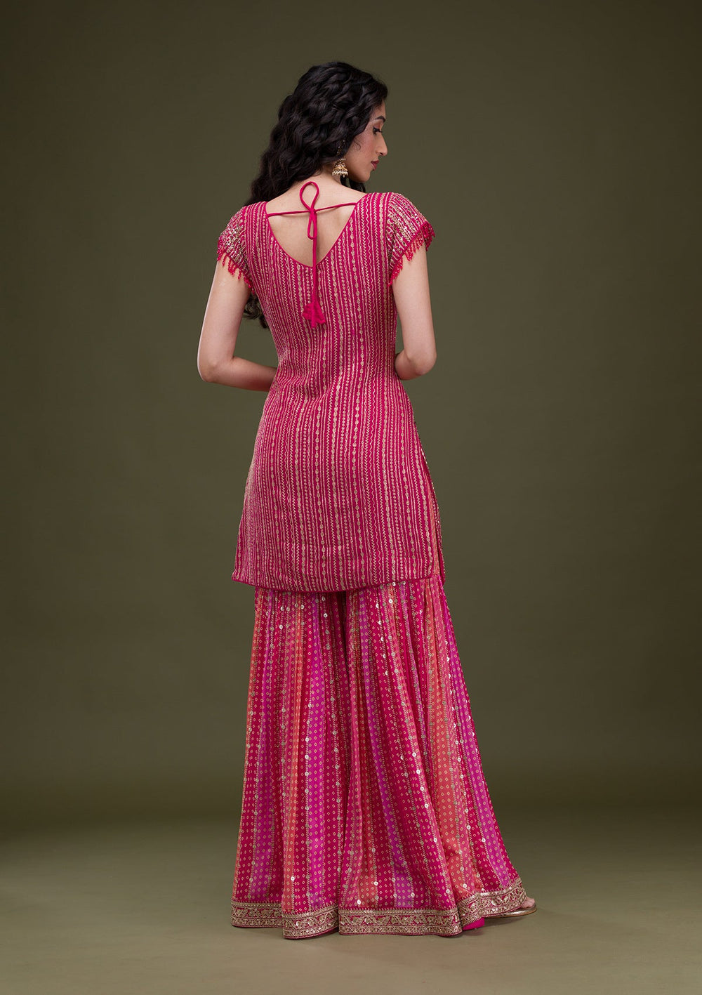 Rani Pink Cutdana Georgette Readymade Salwar Suit-Koskii