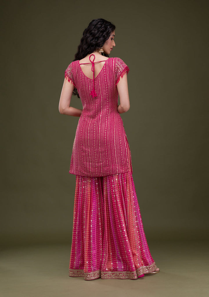 Rani Pink Cutdana Georgette Readymade Salwar Suit-Koskii